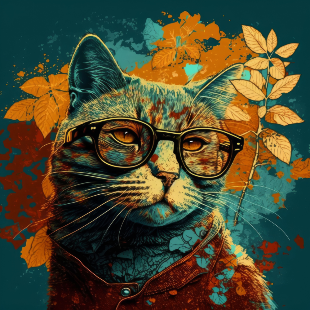 Intellectual Cat Glass Wall Art  || Designers Collection