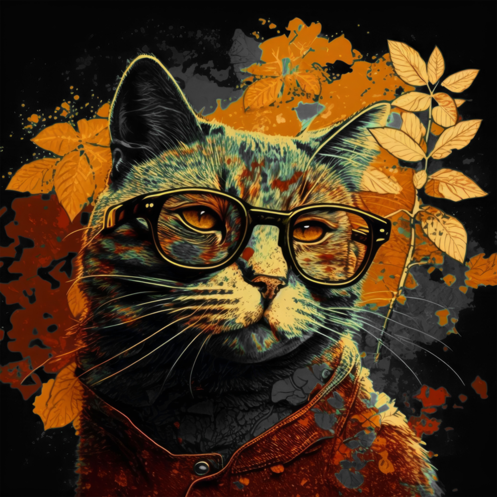 Intellectual Cat Glass Wall Art  || Designers Collection