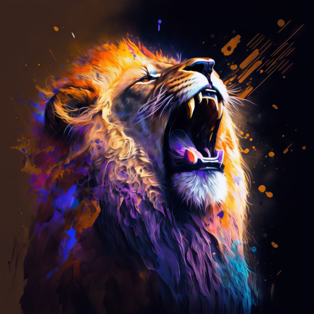 Roaring Lion Glass Wall Art  || Designers Collection
