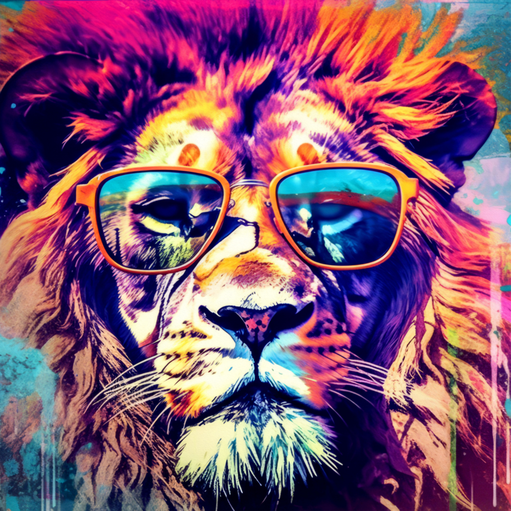 Cool Lion Glass Wall Art