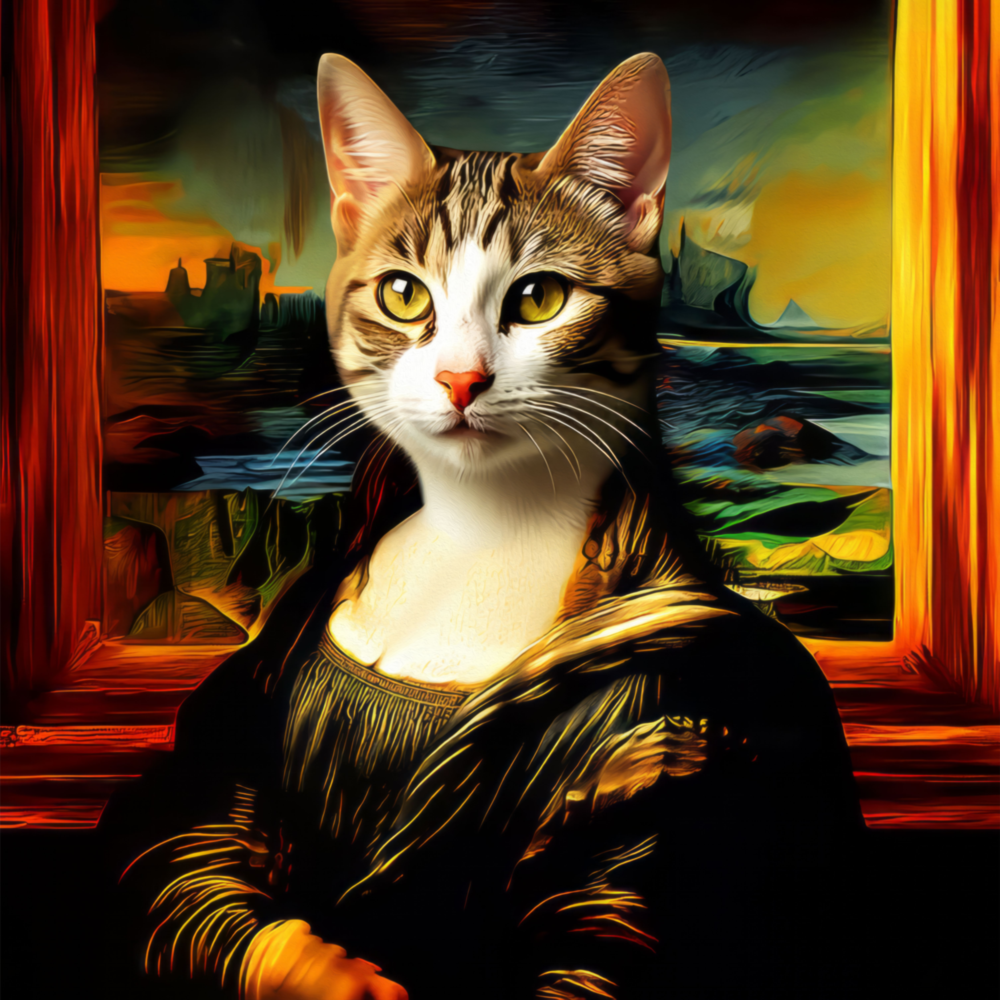 Monalisa Cat Glass Wall Art