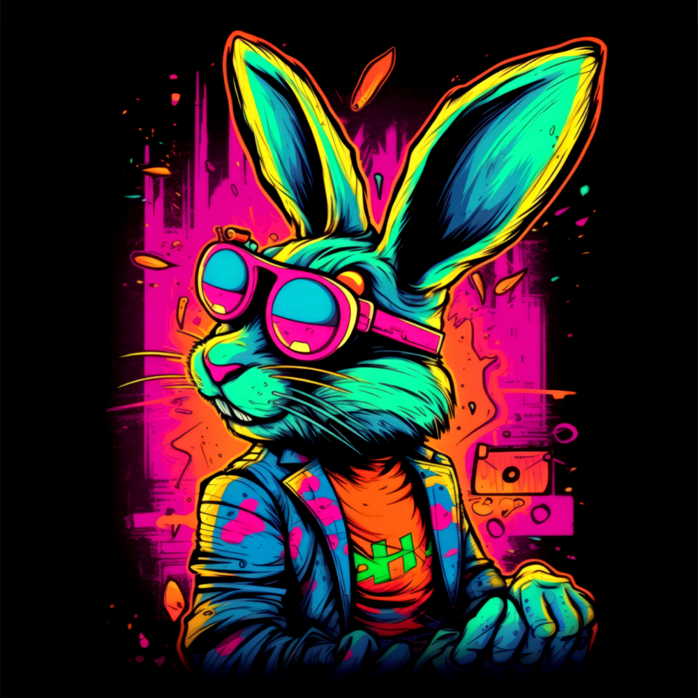 Retro Rabbit Glass Wall Art