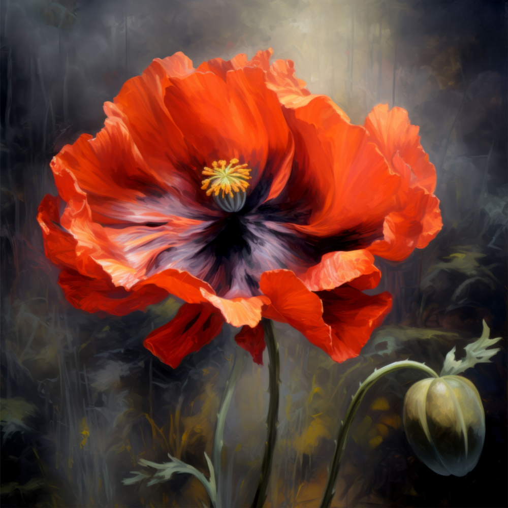 Poppy Flower Glass Wall Art