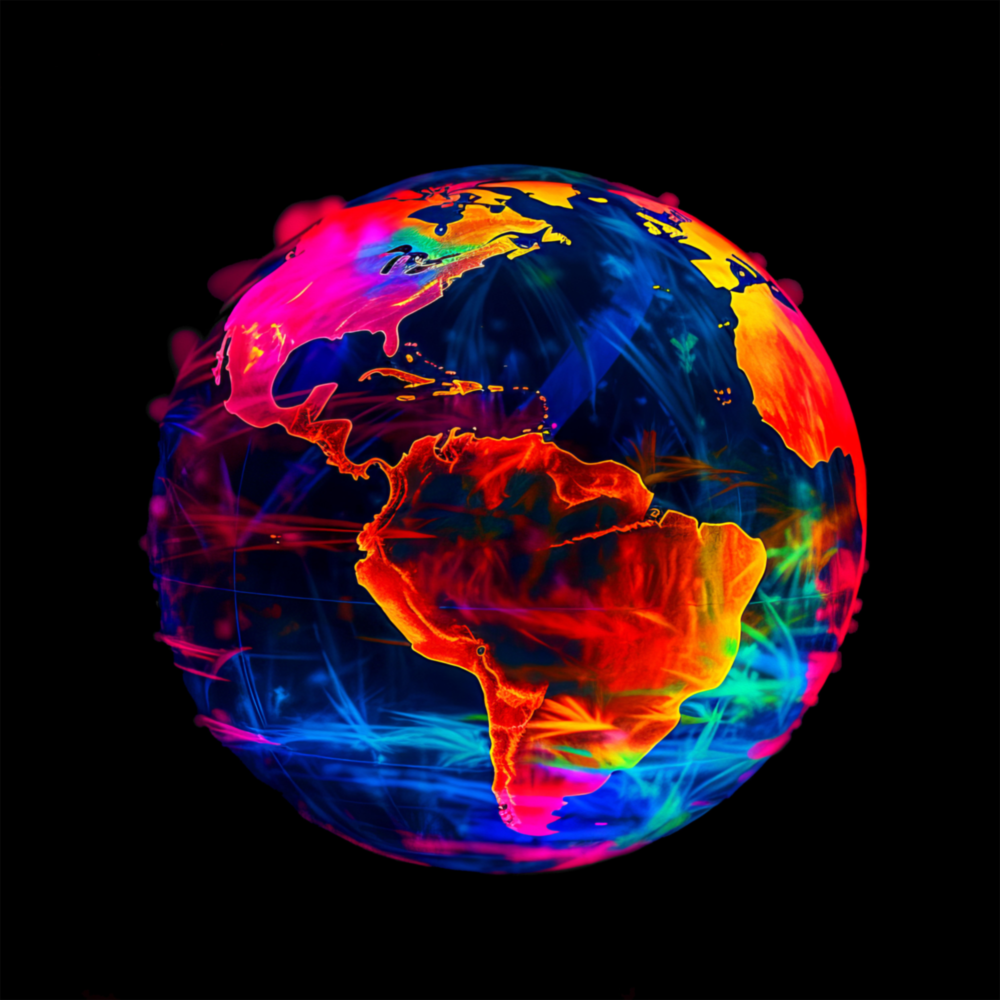 Neon Earth Glass Wall Art|| Designer's Collection