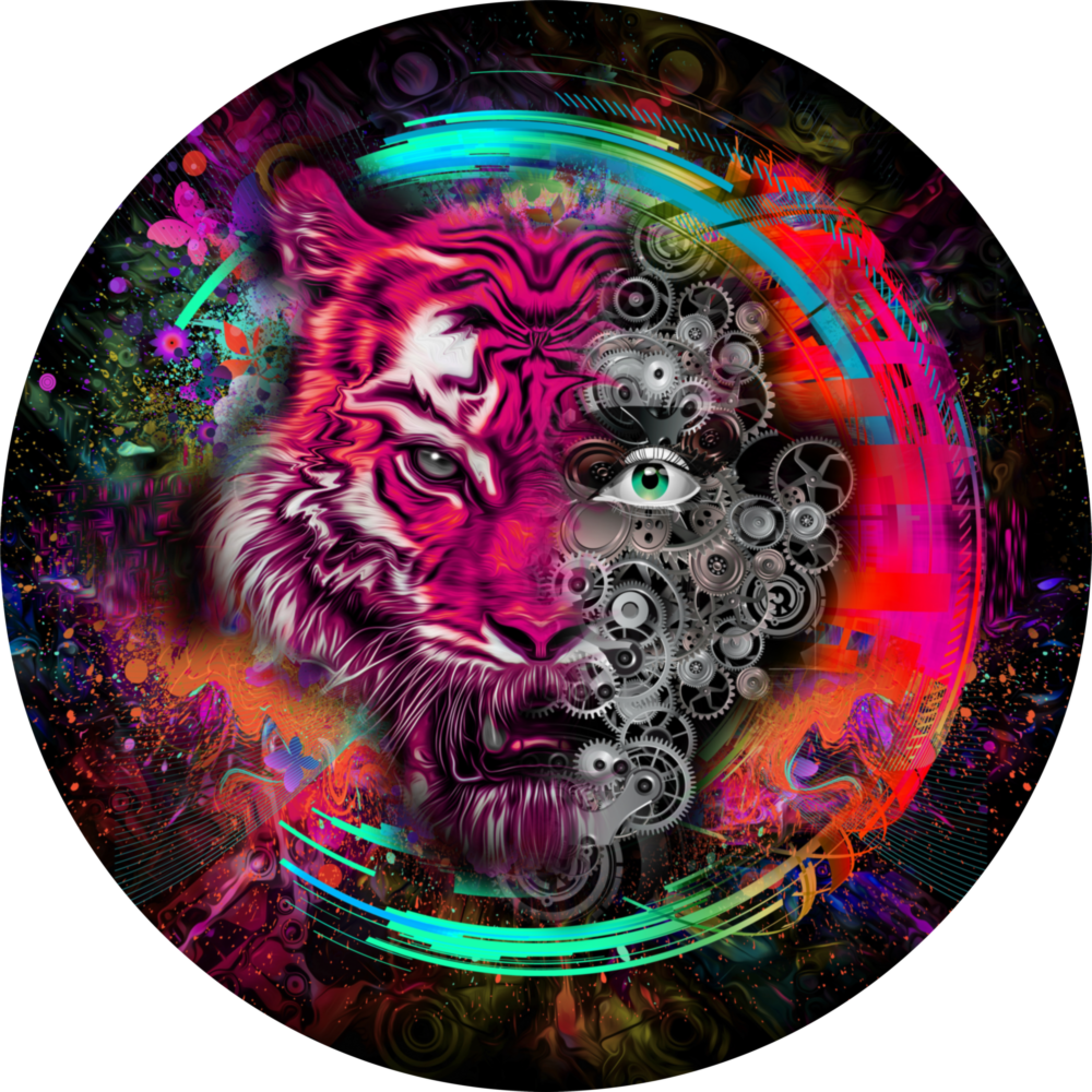 Mechanical Tiger Glass Wall Art