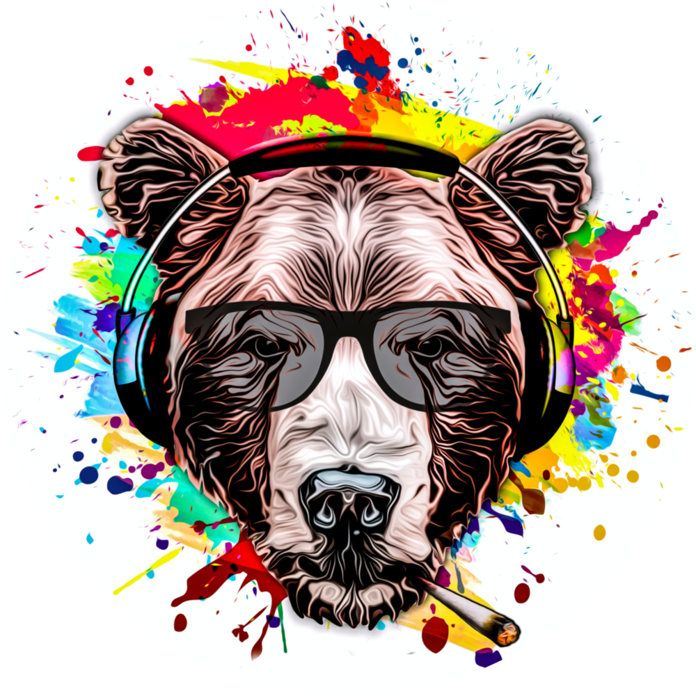 Musician Bear Glass Wall Art