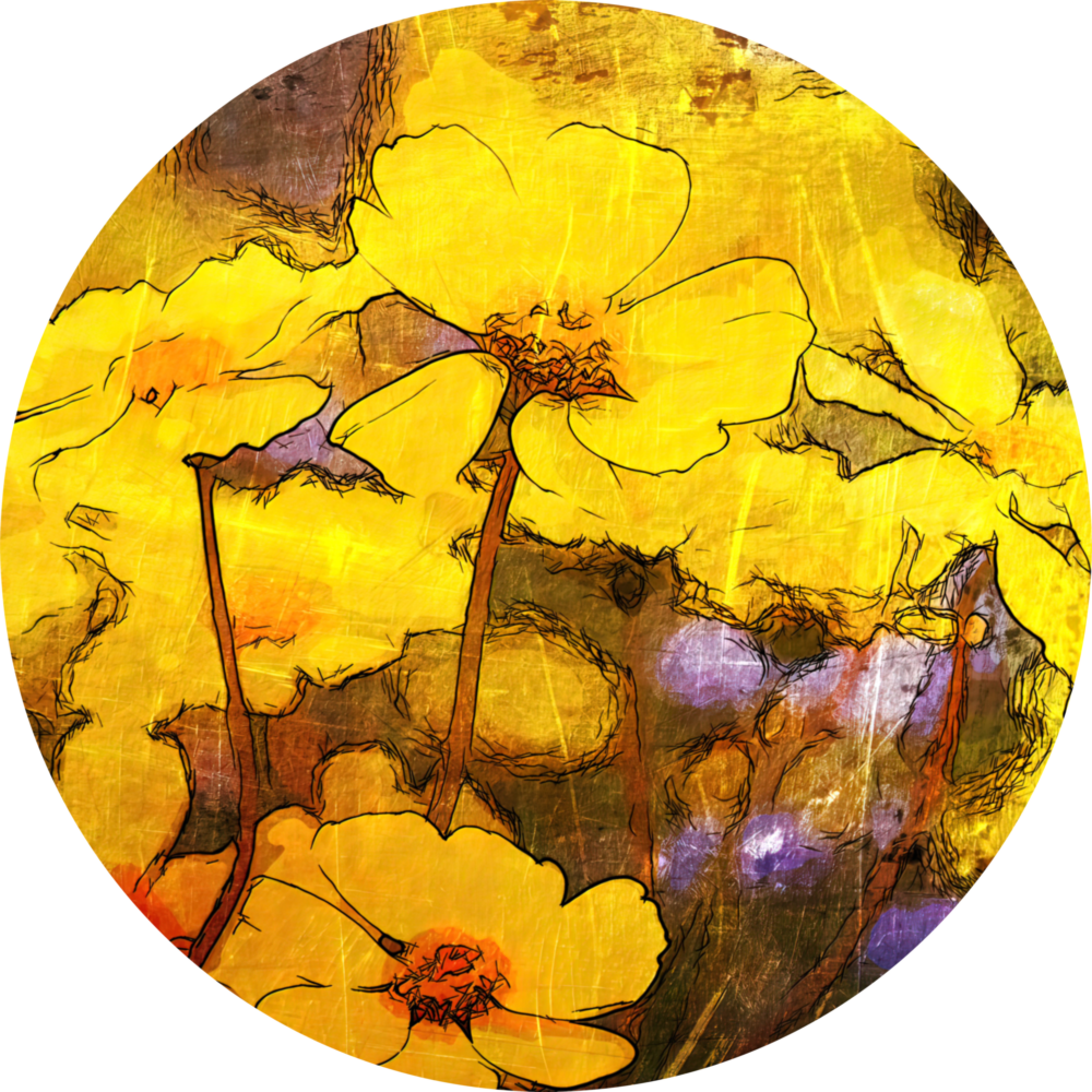 Yellow Flowers Glass Wall Art