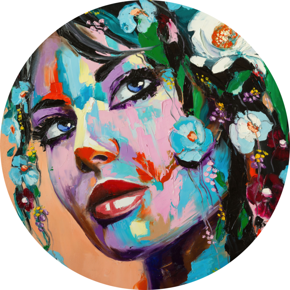 Floral Woman Glass Wall Art