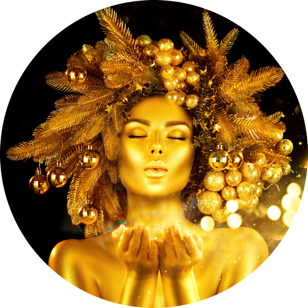 Gold Woman Glass Wall Art