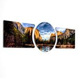 Golden Cliffs Mountain Valley 3 Piece Glass Wall Art