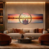 Sunset Pier Flying Birds 3 Piece Glass Wall Art
