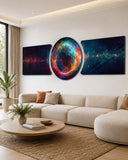Glowing Cosmic Planet 3 Piece Glass Wall Art
