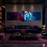 Blue and Red Galaxy Wolf 3 Piece Glass Wall Art