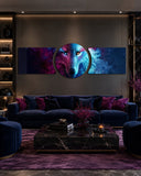 Blue and Red Galaxy Wolf 3 Piece Glass Wall Art