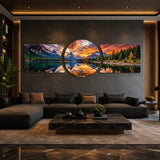 Mountain Lake Sunset Reflection 3 Piece Glass Wall Art
