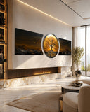 Golden Tree of Life Sunset 3 Piece Glass Wall Art