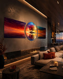Rainbow Tree Sunset Reflection 3 Piece Glass Wall Art