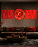 Crimson Swirl Vortex 3 Piece Glass Wall Art