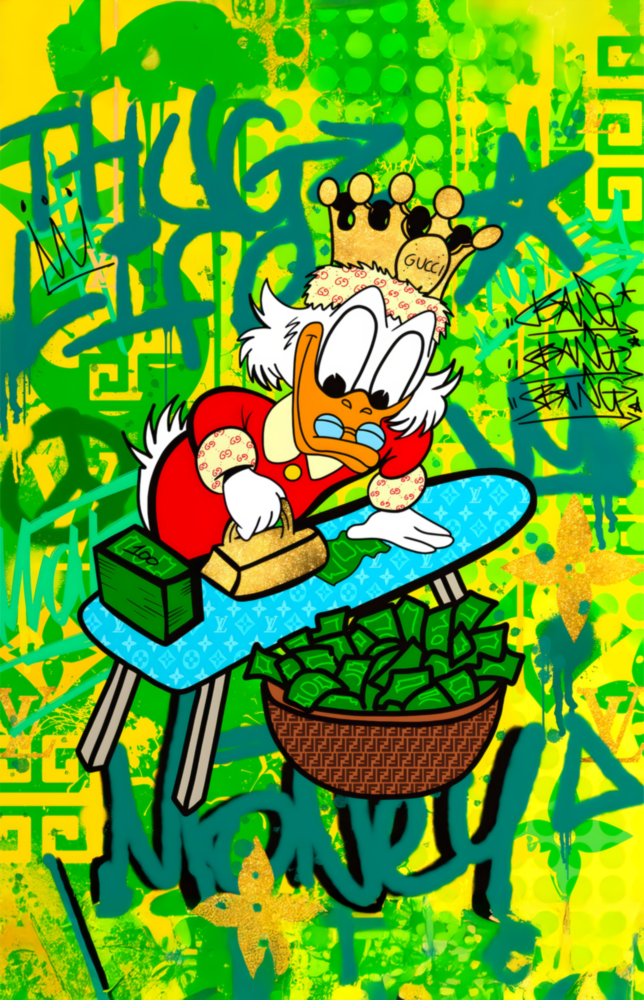 Scrooge McDuck: The Golden Throne Glass Wall Art || Designer Collection