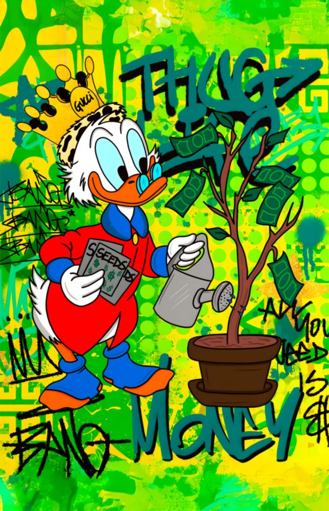 Scrooge McDuck: The Golden Throne Glass Wall Art || Designer Collection