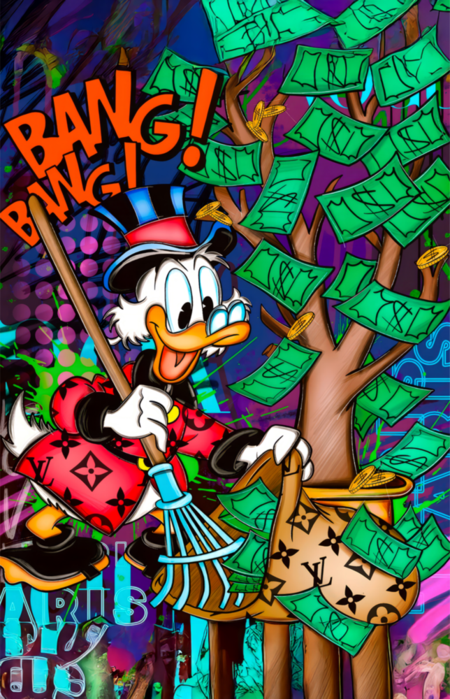 Scrooge's Cash Harvest Glass Wall Art || Designer Collection
