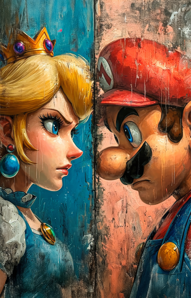 Mario and the Princess Glass Wall Art || Designer Collection