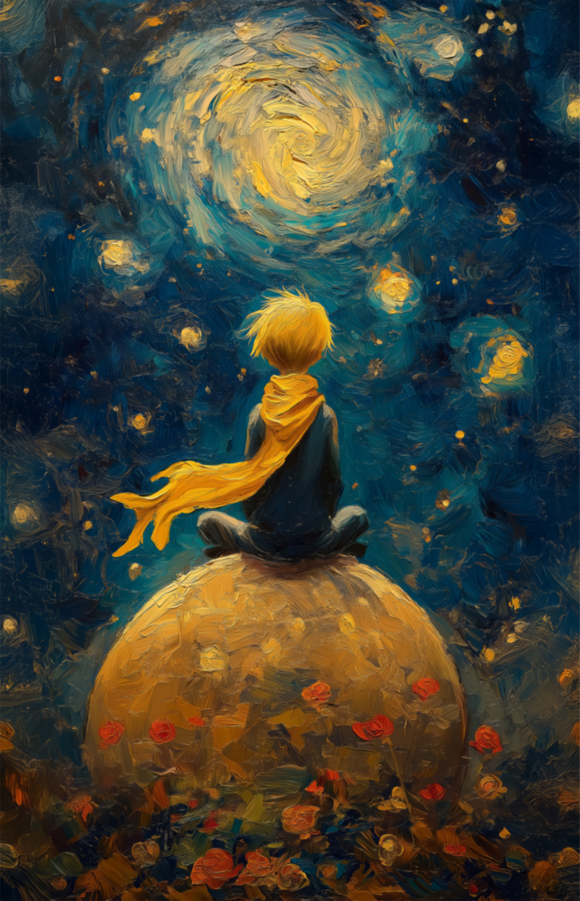 The Little Prince: Starry Night Glass Wall Art || Designer Collection