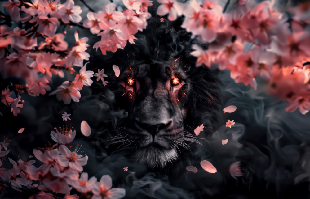 Lion of the Night Glass Wall Art || Designer Collection