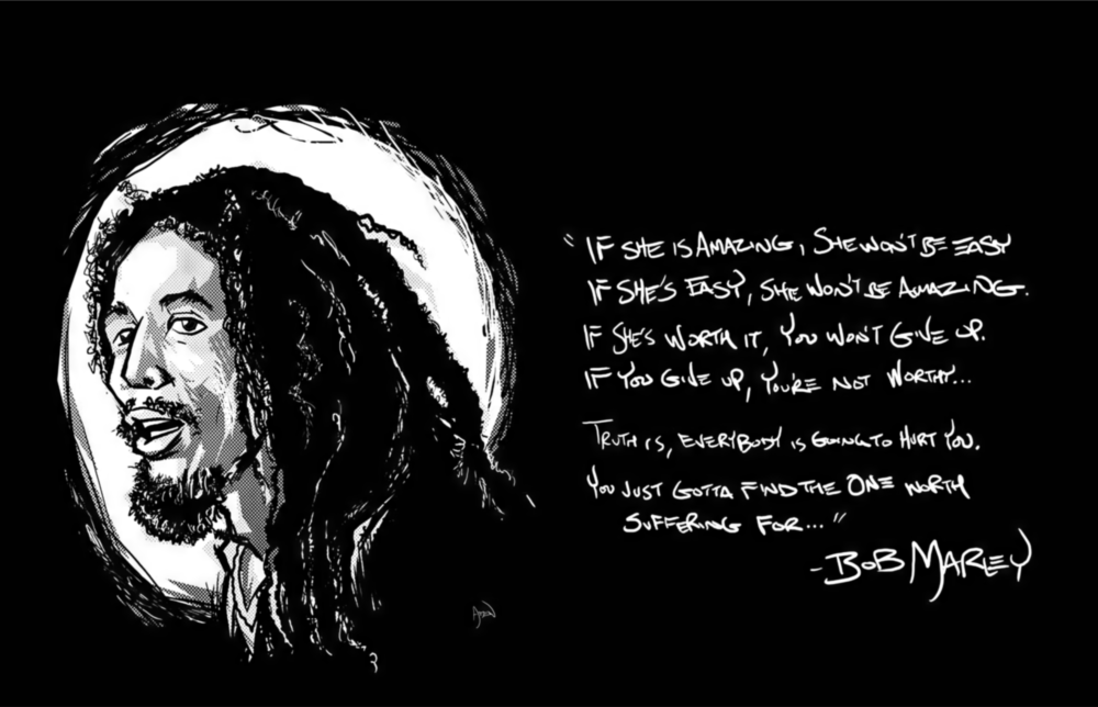 Words of Bob Marley Glass Wall Art