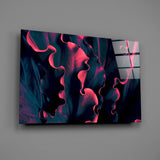 Elegant Red Leaves on Black Glass Wall Art