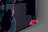 Elegant Red Leaves on Black Glass Wall Art