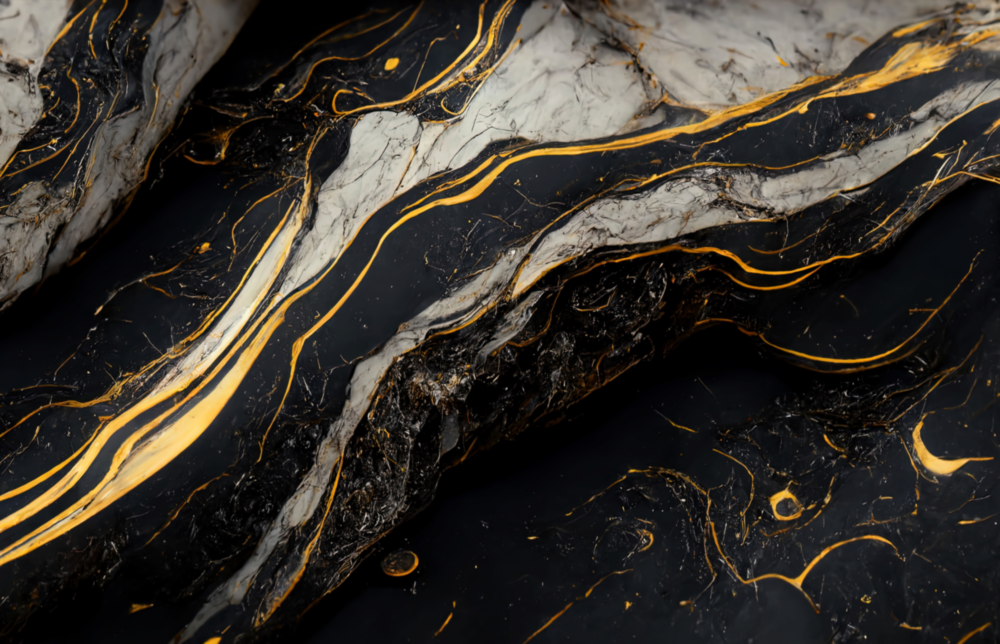 Elegant Black Gold Marble Swirl Glass Wall Art
