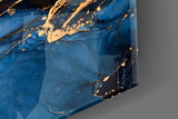 Elegant Navy Blue Abstract Glass Wall Art
