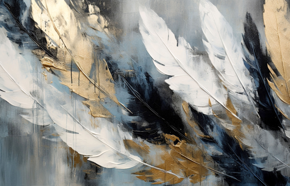 Elegant Feather Abstract Glass Wall Art