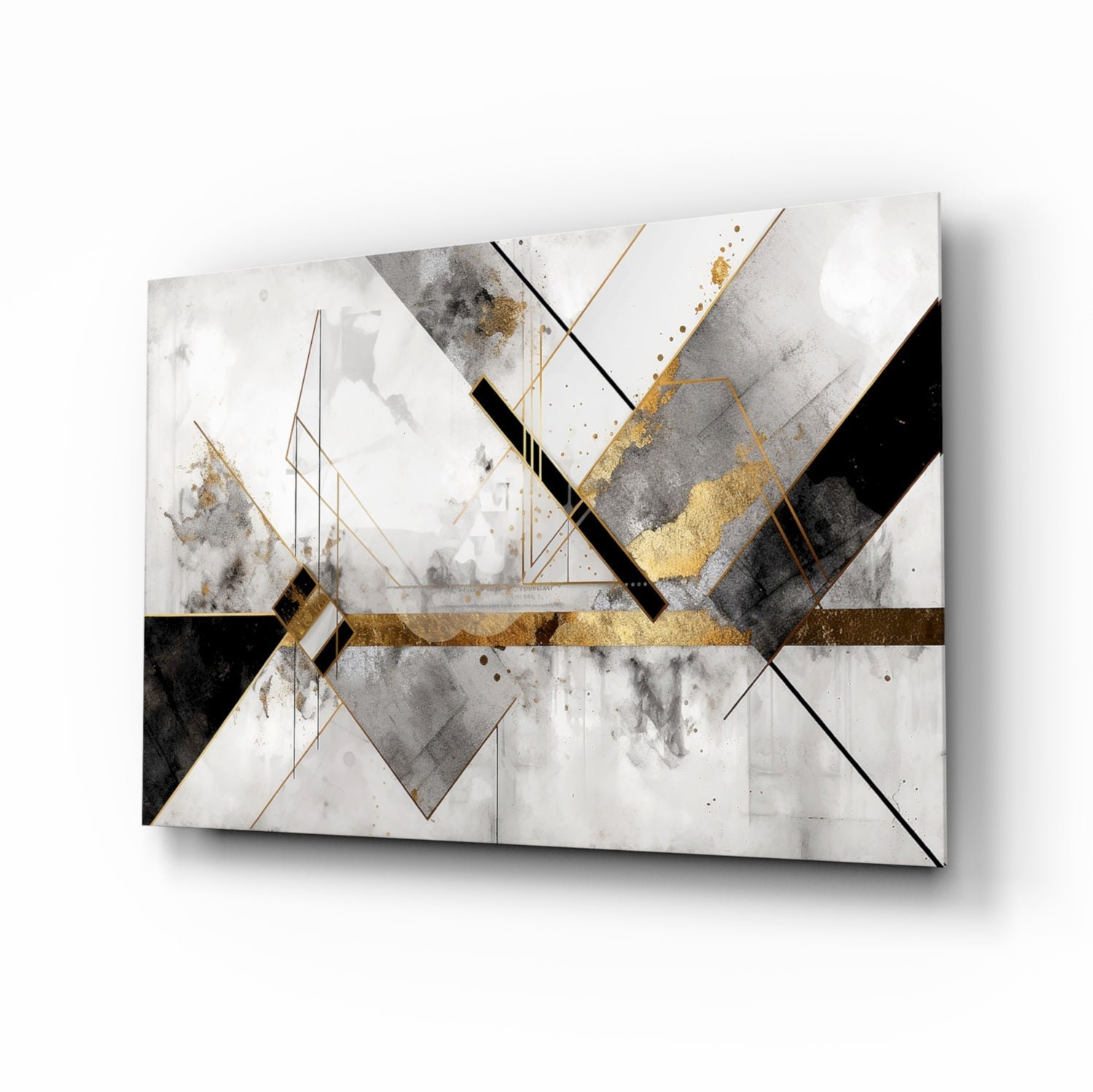 Elegant Marble & Gold Geometric Glass Wall Art