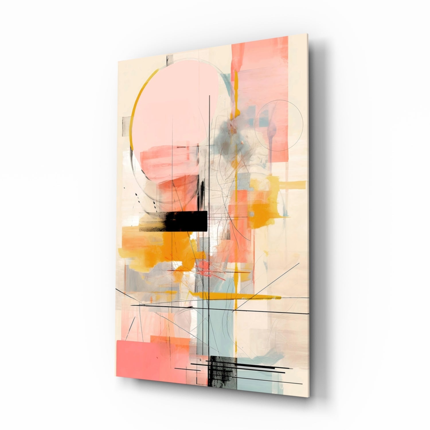 Abstract Harmony in Pastels Glass Wall Art