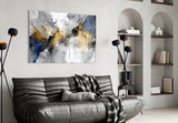 Elegant Gold Splash Abstract Glass Wall Art