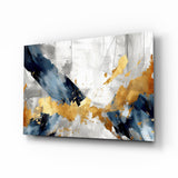 Elegant Gold & Navy Abstract Glass Wall Art