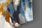 Elegant Gold & Navy Abstract Glass Wall Art