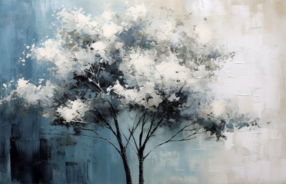 Elegant Winter Tree Glass Wall Art