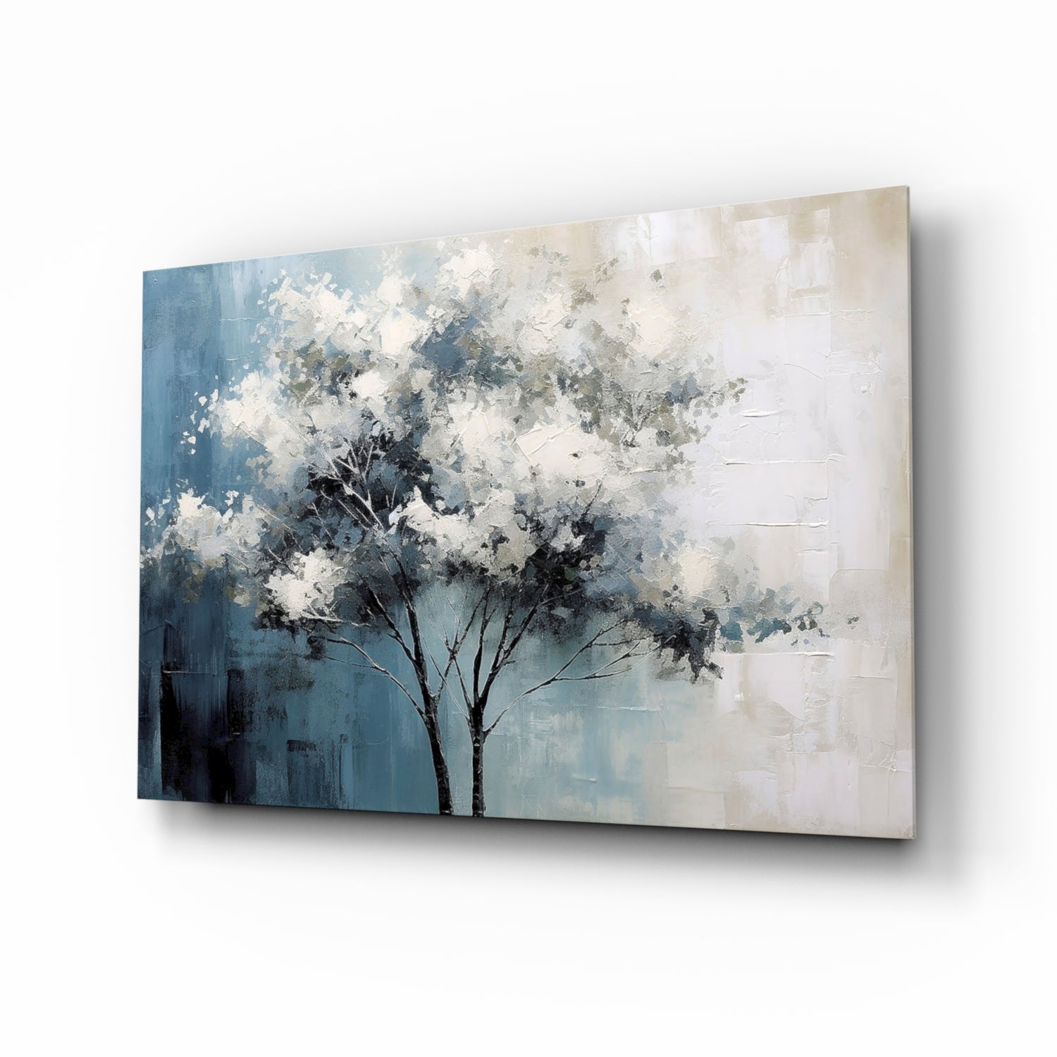 Elegant Winter Tree Glass Wall Art