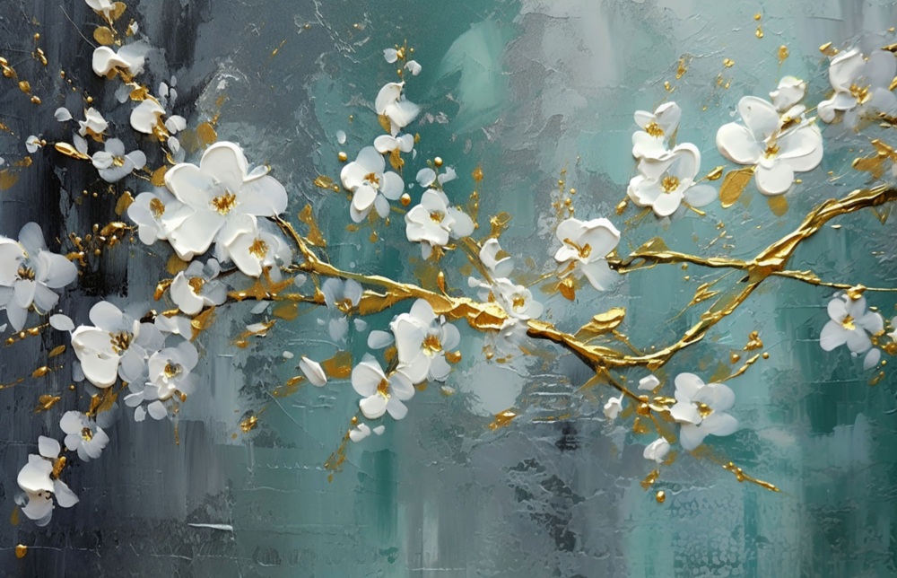 Elegant Blossoms on Glass Wall Art
