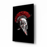 Spartan Helmet Red Glass Wall Art