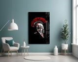 Spartan Helmet Red Glass Wall Art