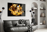 Bitcoin Bull and Bear Glass Wall Art