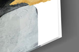 Elegant Gold and Black Abstract Portrait Glass Wall Art