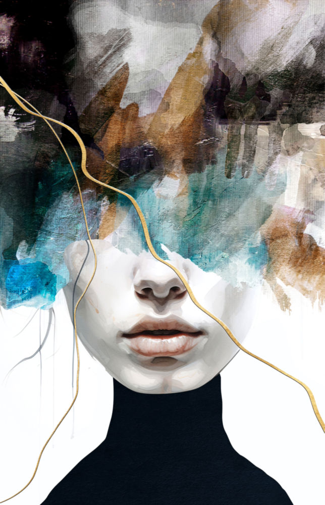 Ethereal Abstract Portrait Glass Wall Art