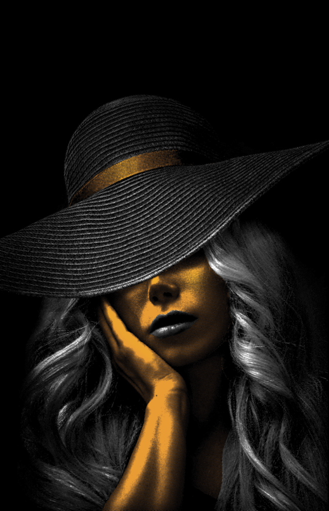 Elegant Sun Hat Portrait Glass Wall Art