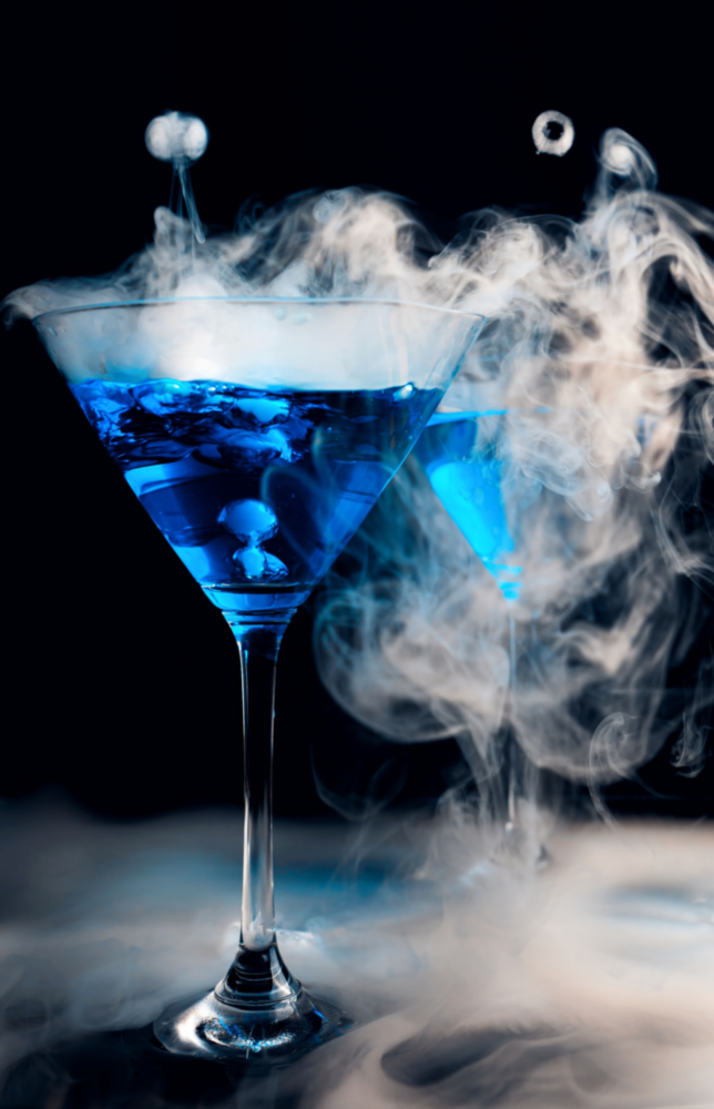 Mystic Blue Smoke Martini Glass Wall Art