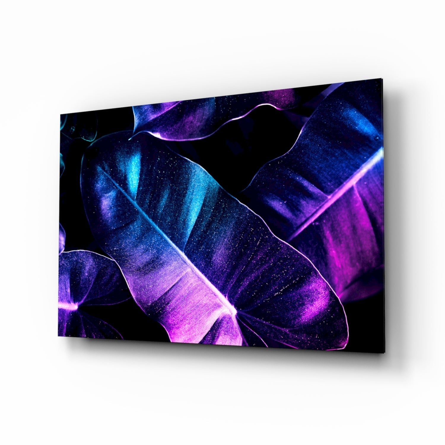 Glowing Leaves Glass Wall Art
